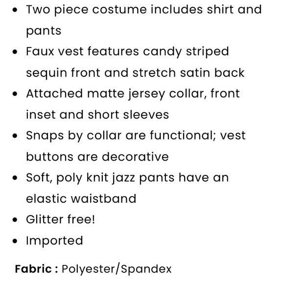 Weissman style 13180 boys red and white striped sequin costume sizes MC and MA. - Picture 3 of 5